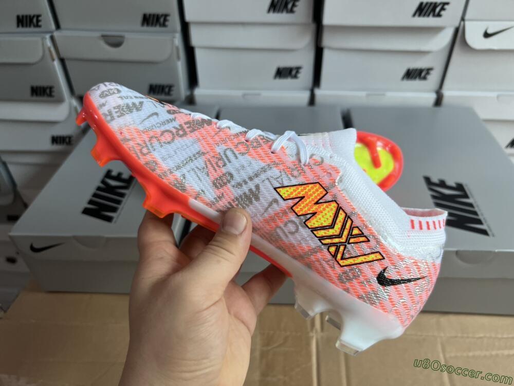 Nike Air Zoom Mercurial Vapor 15 Elite FG Firm Ground Soccer Cleats - White/Orange/Sliver