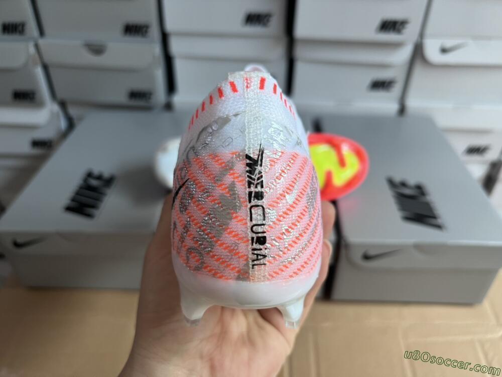 Nike Air Zoom Mercurial Vapor 15 Elite FG Firm Ground Soccer Cleats - White/Orange/Sliver