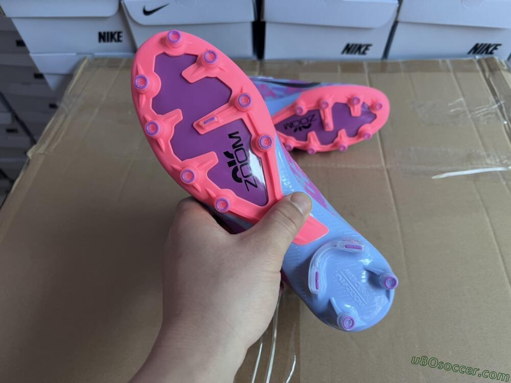 Nike Air Zoom Mercurial Vapor 15 Elite AG Artificial Grass Soccer Cleats - Blue/Purple/Pink