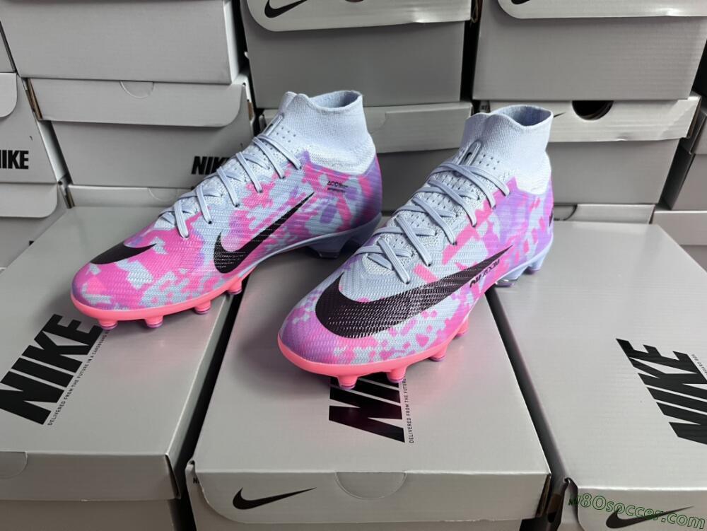Nike Air Zoom Mercurial Superfly 9 Elite AG Artificial Grass Soccer Cleats - Blue/Purple/Pink