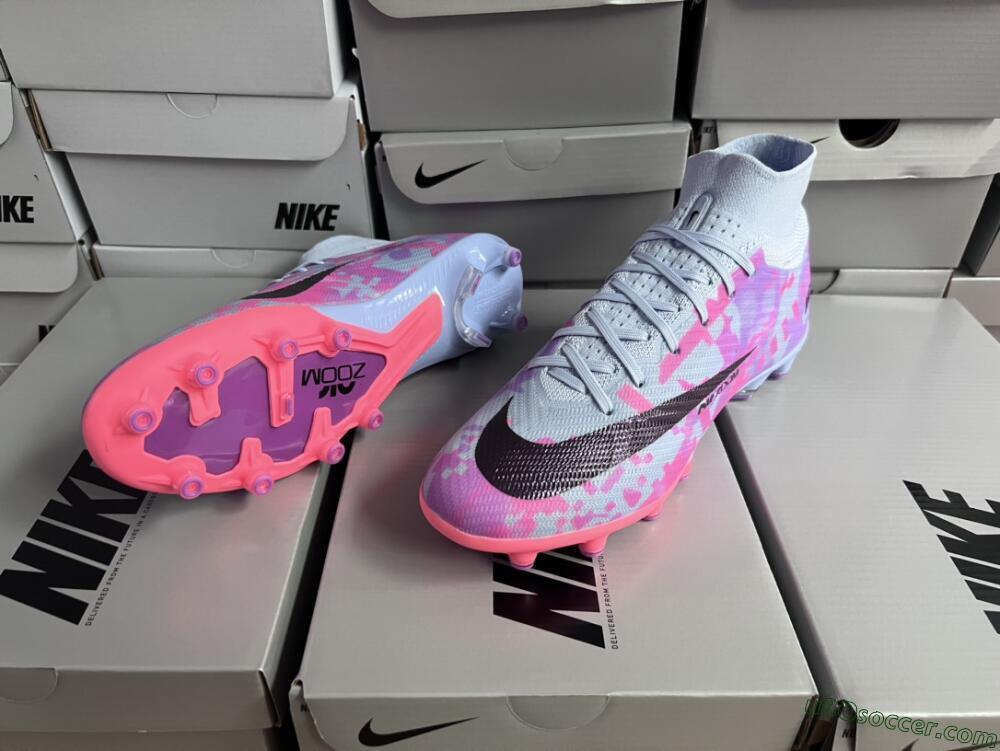Nike Air Zoom Mercurial Superfly 9 Elite AG Artificial Grass Soccer Cleats - Blue/Purple/Pink