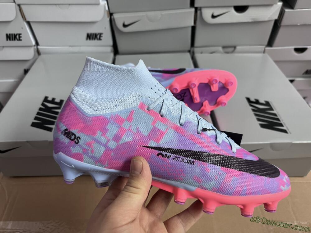 Nike Air Zoom Mercurial Superfly 9 Elite AG Artificial Grass Soccer Cleats - Blue/Purple/Pink