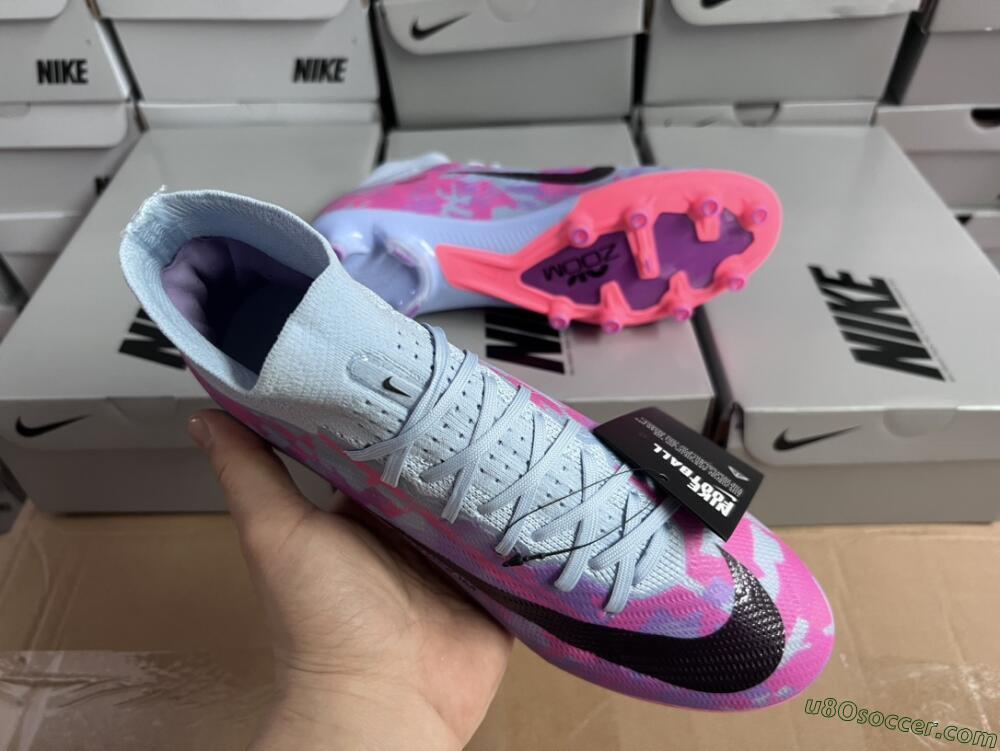 Nike Air Zoom Mercurial Superfly 9 Elite AG Artificial Grass Soccer Cleats - Blue/Purple/Pink