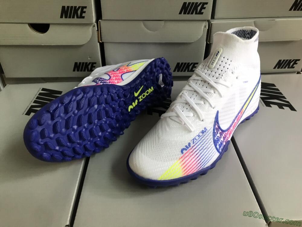 Nike Air Zoom Mercurial Superfly 9 Elite TF Artificial Turf Soccer Shoes - White/Blue/Pink