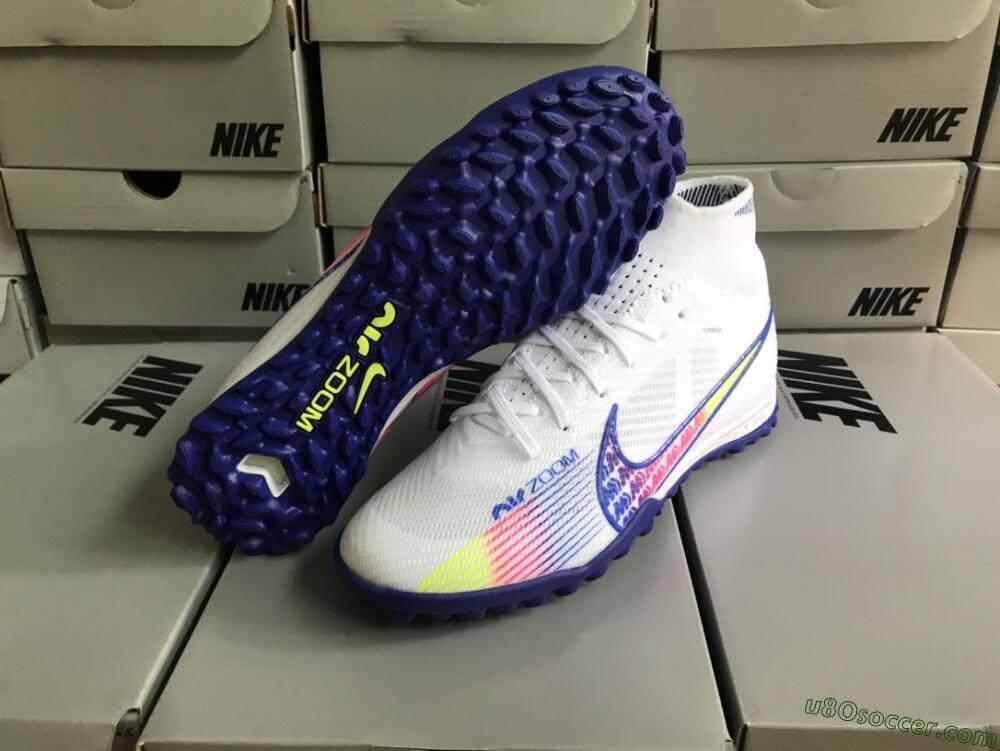 Nike Air Zoom Mercurial Superfly 9 Elite TF Artificial Turf Soccer Shoes - White/Blue/Pink