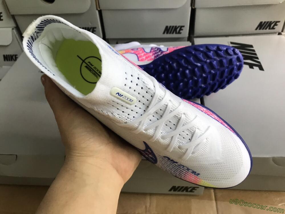 Nike Air Zoom Mercurial Superfly 9 Elite TF Artificial Turf Soccer Shoes - White/Blue/Pink