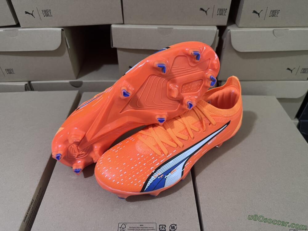 Puma Ultra Ultimate FG Firm Ground Soccer Cleats - Orange/White/Blue