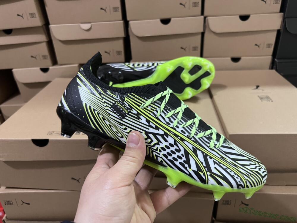 Puma Ultra Ultimate FG Firm Ground Soccer Cleats - White/Black/Green