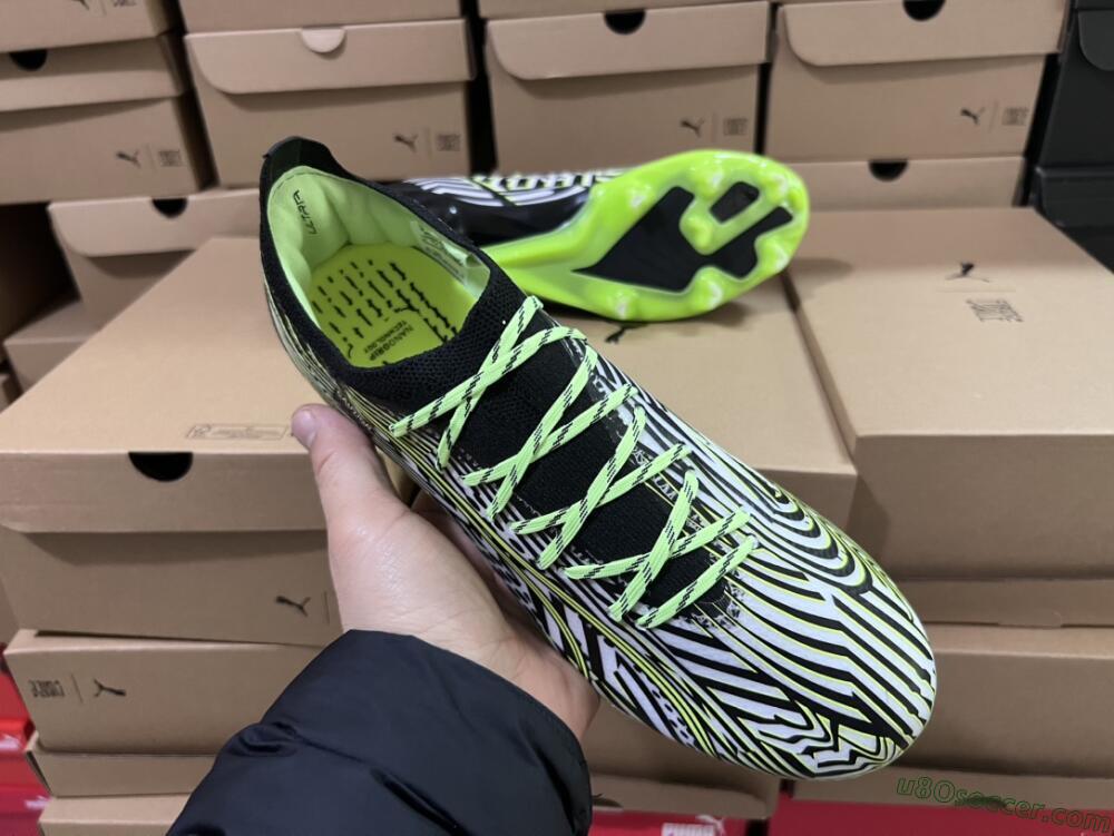 Puma Ultra Ultimate FG Firm Ground Soccer Cleats - White/Black/Green