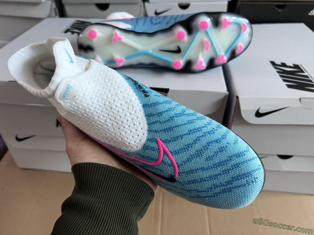 Nike Phantom GX Elite DF FG Firm Ground Soccer Cleats - Blue/White/Pink