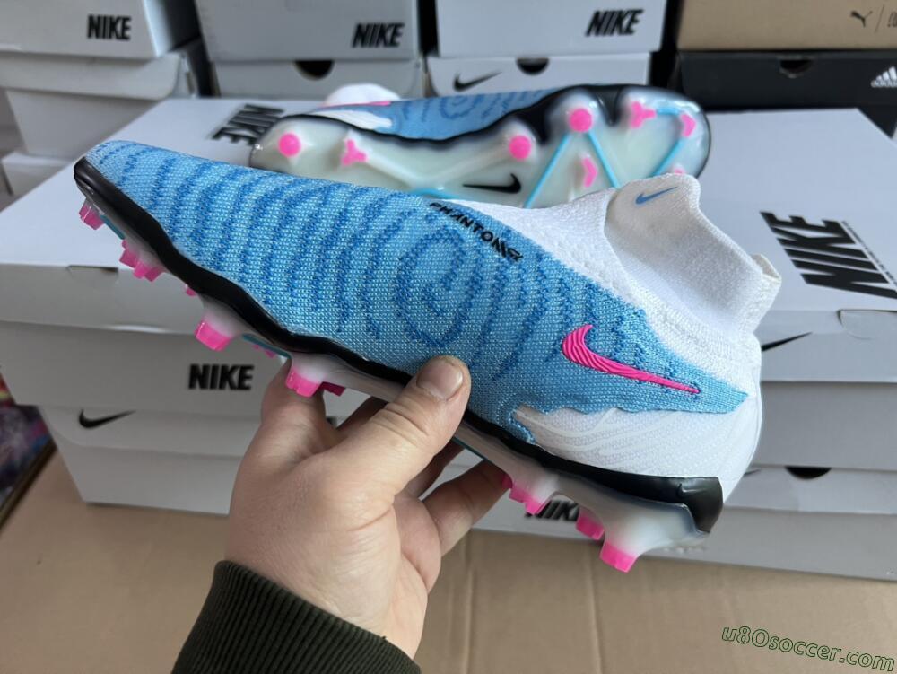 Nike Phantom GX Elite DF FG Firm Ground Soccer Cleats - Blue/White/Pink