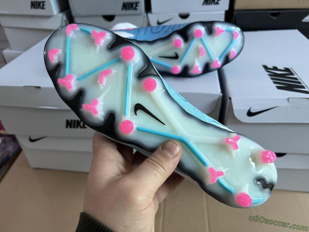 Nike Phantom GX Elite DF FG Firm Ground Soccer Cleats - Blue/White/Pink