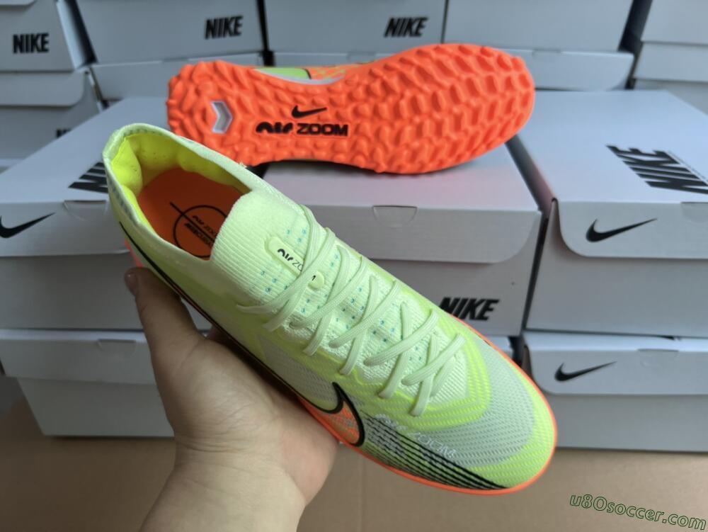 Nike Air Zoom Mercurial Vapor 15 Elite TF Artificial Turf Soccer Shoes - Green/Black/Orange