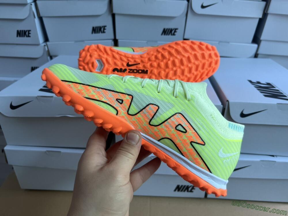 Nike Air Zoom Mercurial Vapor 15 Elite TF Artificial Turf Soccer Shoes - Green/Black/Orange