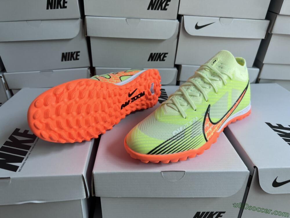 Nike Air Zoom Mercurial Vapor 15 Elite TF Artificial Turf Soccer Shoes - Green/Black/Orange