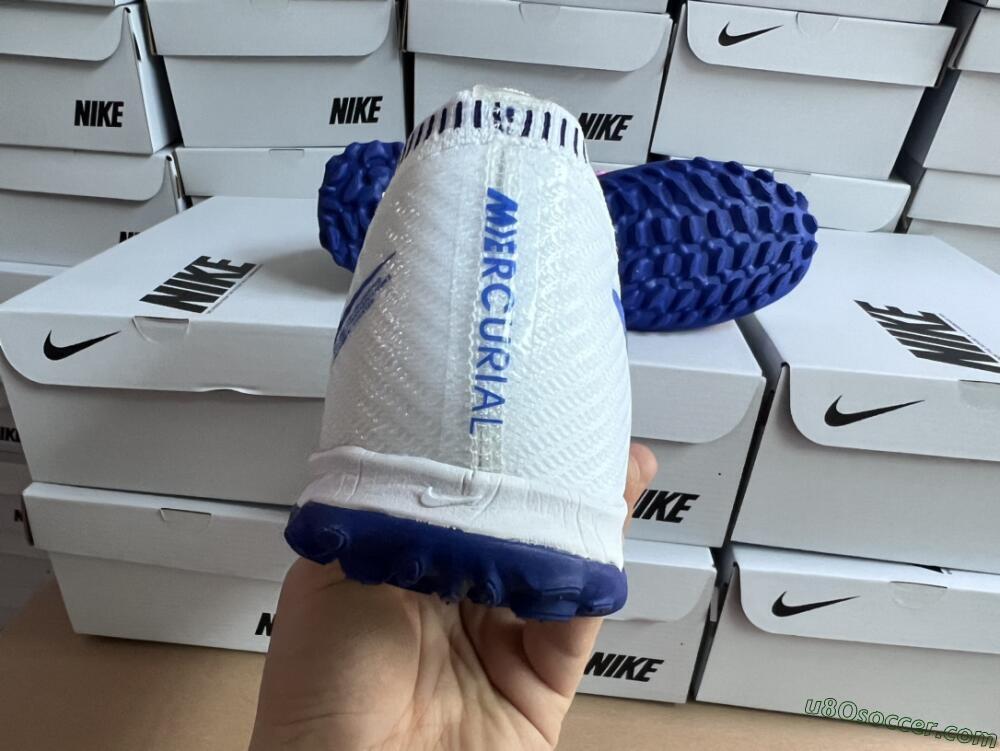 Nike Air Zoom Mercurial Vapor 15 Elite TF Artificial Turf Soccer Shoes - White/Blue/Pink