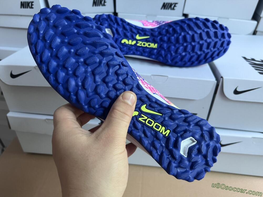 Nike Air Zoom Mercurial Vapor 15 Elite TF Artificial Turf Soccer Shoes - White/Blue/Pink