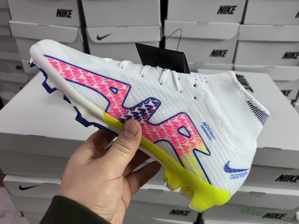 Nike Air Zoom Mercurial Superfly 9 Elite FG Firm Ground Soccer Cleats - White/Blue/Pink/Green