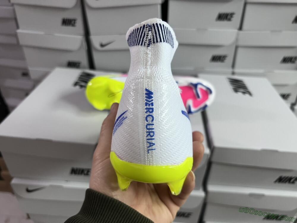 Nike Air Zoom Mercurial Superfly 9 Elite FG Firm Ground Soccer Cleats - White/Blue/Pink/Green