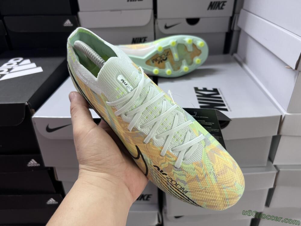 Nike Air Zoom Mercurial Vapor 15 Elite AG Artificial Grass Soccer Cleats - White/Green/Orange