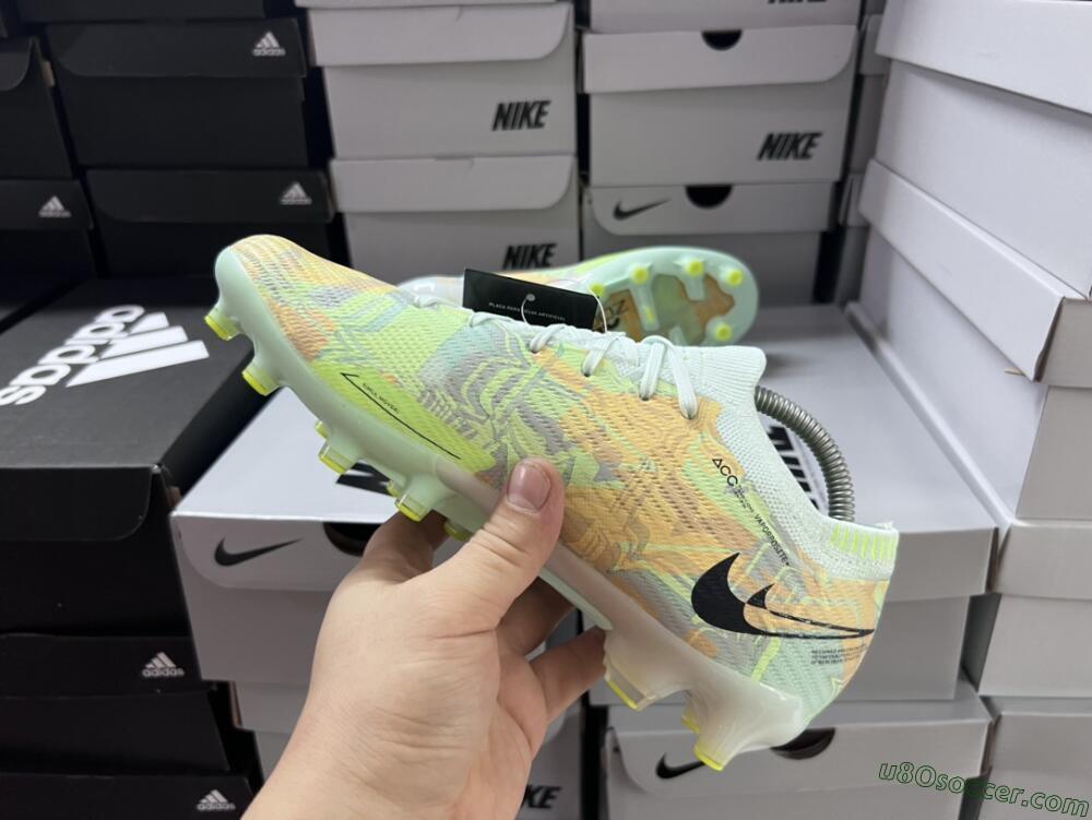 Nike Air Zoom Mercurial Vapor 15 Elite AG Artificial Grass Soccer Cleats - White/Green/Orange
