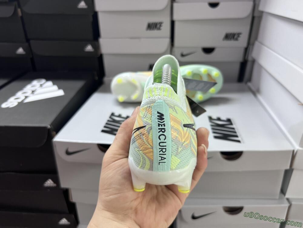 Nike Air Zoom Mercurial Vapor 15 Elite AG Artificial Grass Soccer Cleats - White/Green/Orange