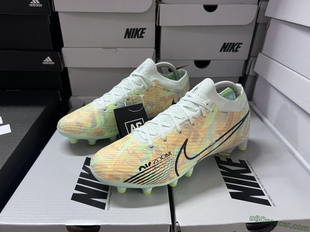 Nike Air Zoom Mercurial Vapor 15 Elite AG Artificial Grass Soccer Cleats - White/Green/Orange
