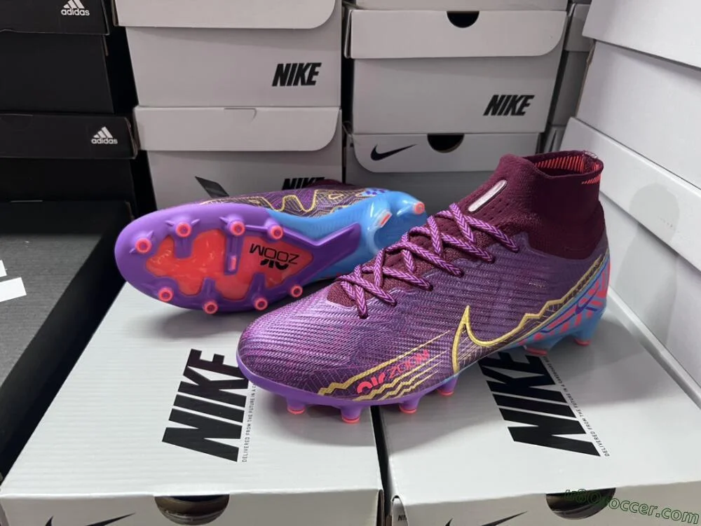 AG Soccer Cleats in Red, Gold and Blue: Nike Air Zoom Mercurial