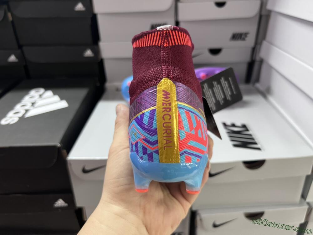 Nike Air Zoom Mercurial Superfly 9 Elite AG Artificial Grass Soccer Cleats - Red/Gold/Blue