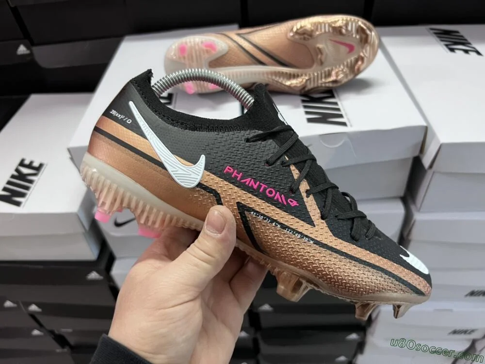 Black, Gold & White FG Soccer Cleats - Elite Nike Phantom GT