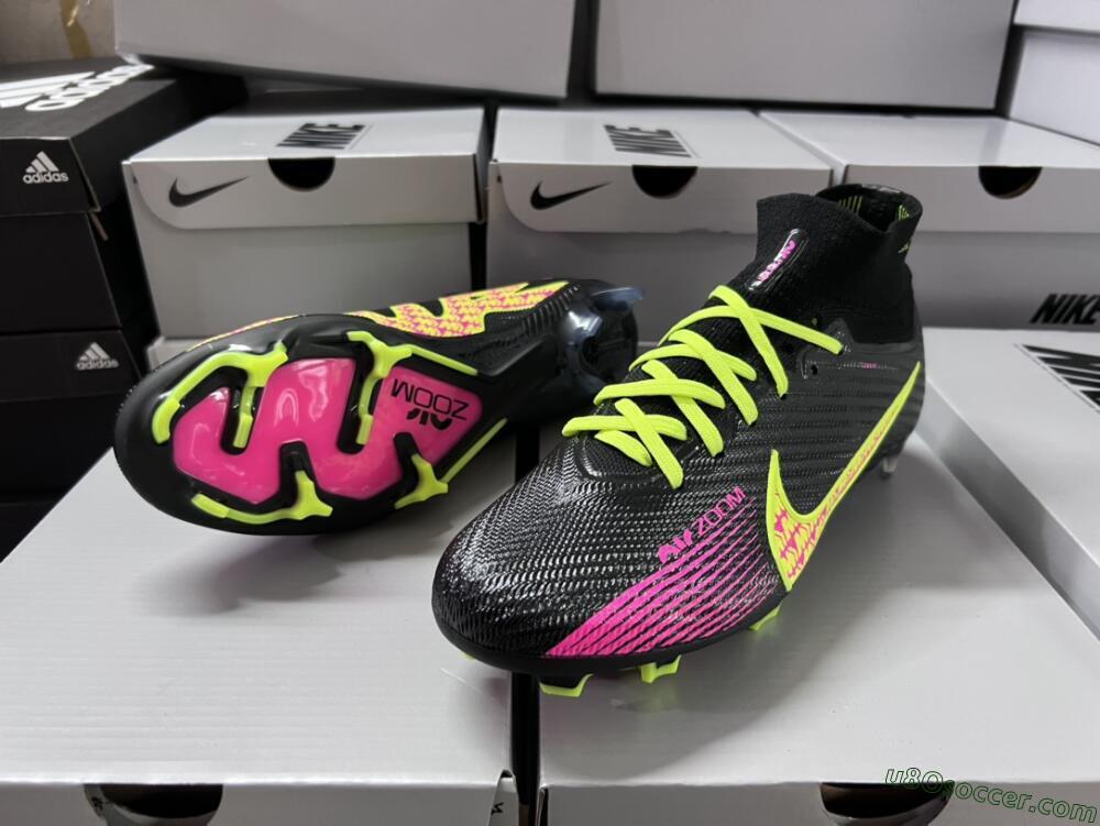 Nike Air Zoom Mercurial Superfly 9 Elite FG Firm Ground Soccer Cleats - Black/Yellow/Pink