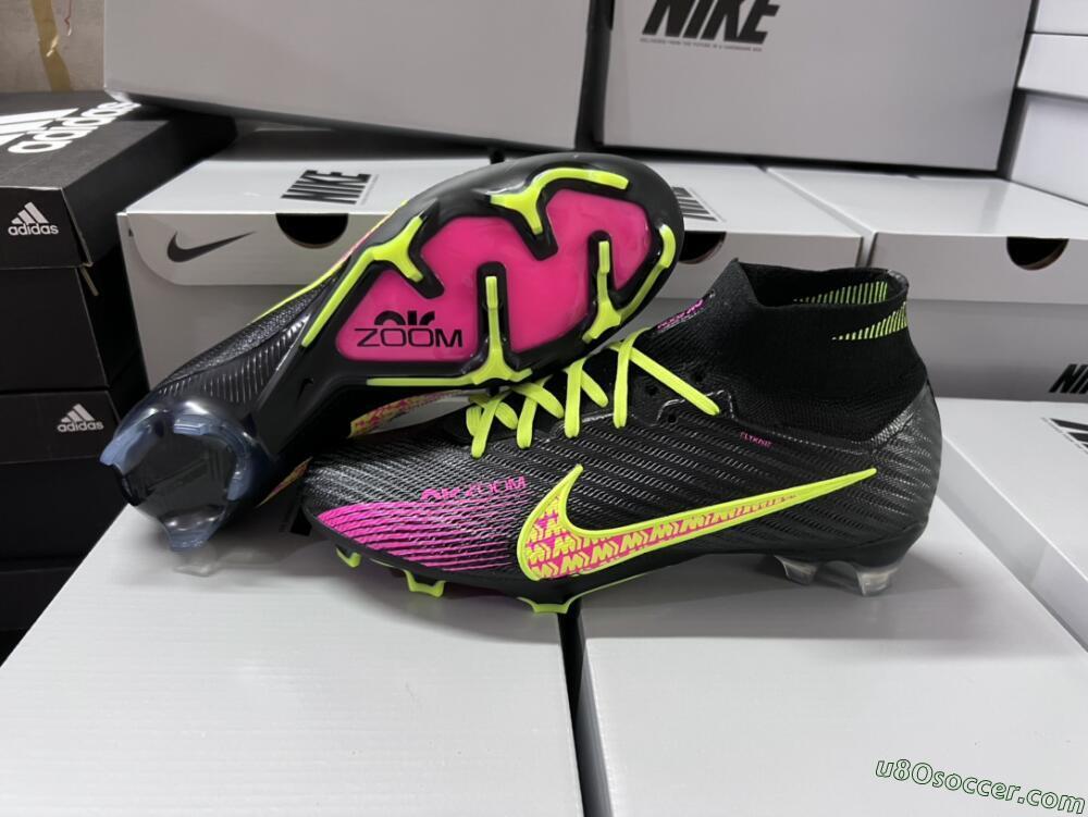 Nike Air Zoom Mercurial Superfly 9 Elite FG Firm Ground Soccer Cleats - Black/Yellow/Pink