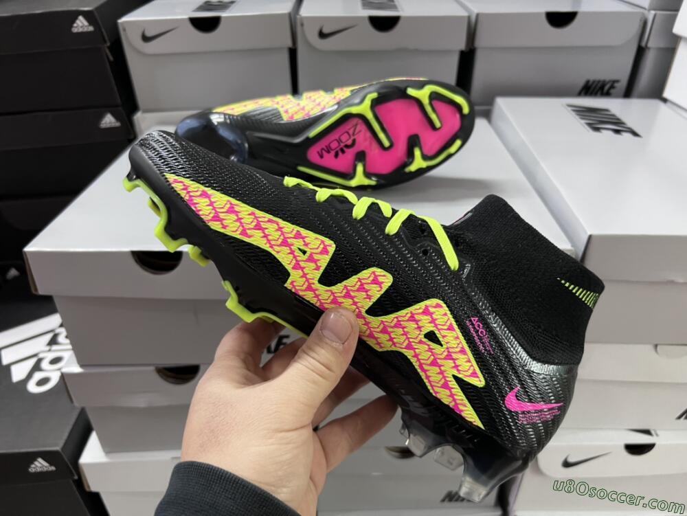 Nike Air Zoom Mercurial Superfly 9 Elite FG Firm Ground Soccer Cleats - Black/Yellow/Pink