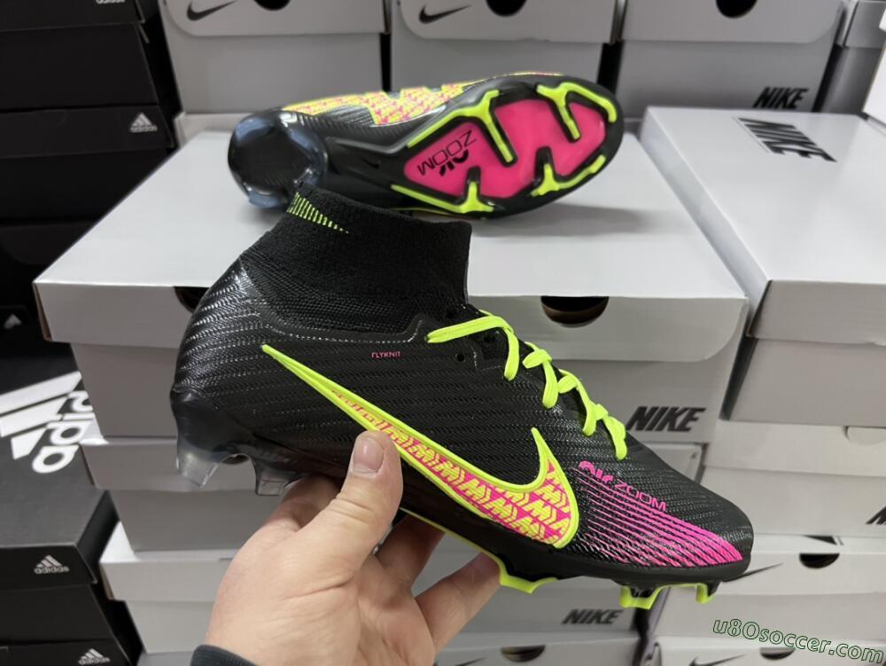 Nike Air Zoom Mercurial Superfly 9 Elite FG Firm Ground Soccer Cleats - Black/Yellow/Pink