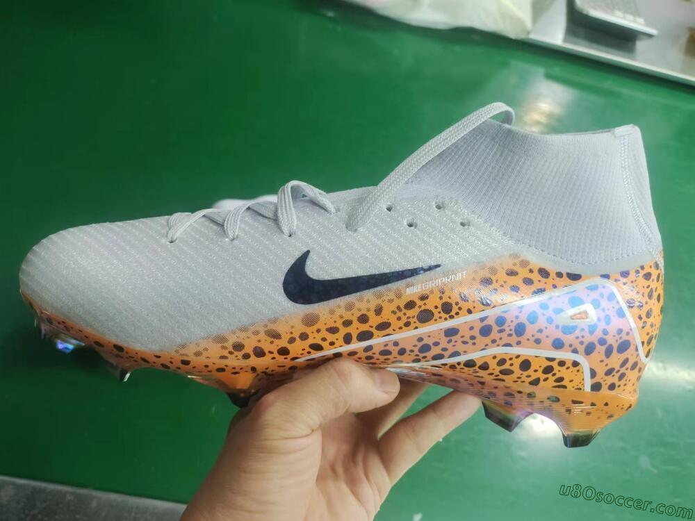 Nike Air Zoom Mercurial Superfly 10 Elite FG Firm Ground Soccer Cleats - Grey/Leopard/Gold