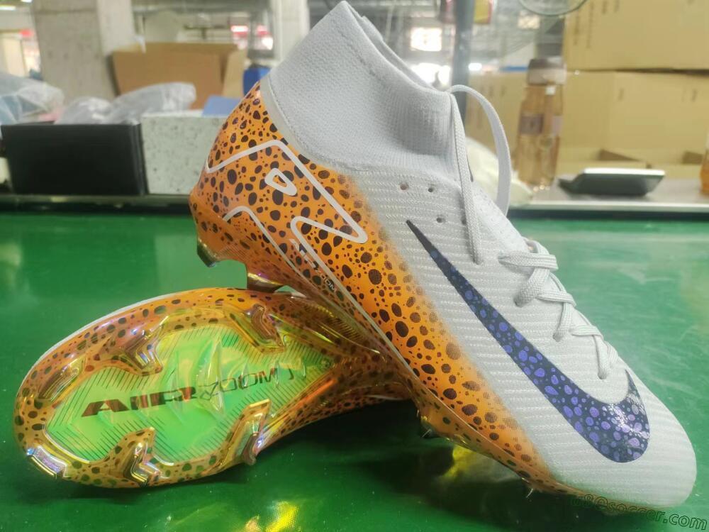 Nike Air Zoom Mercurial Superfly 10 Elite FG Firm Ground Soccer Cleats - Grey/Leopard/Gold