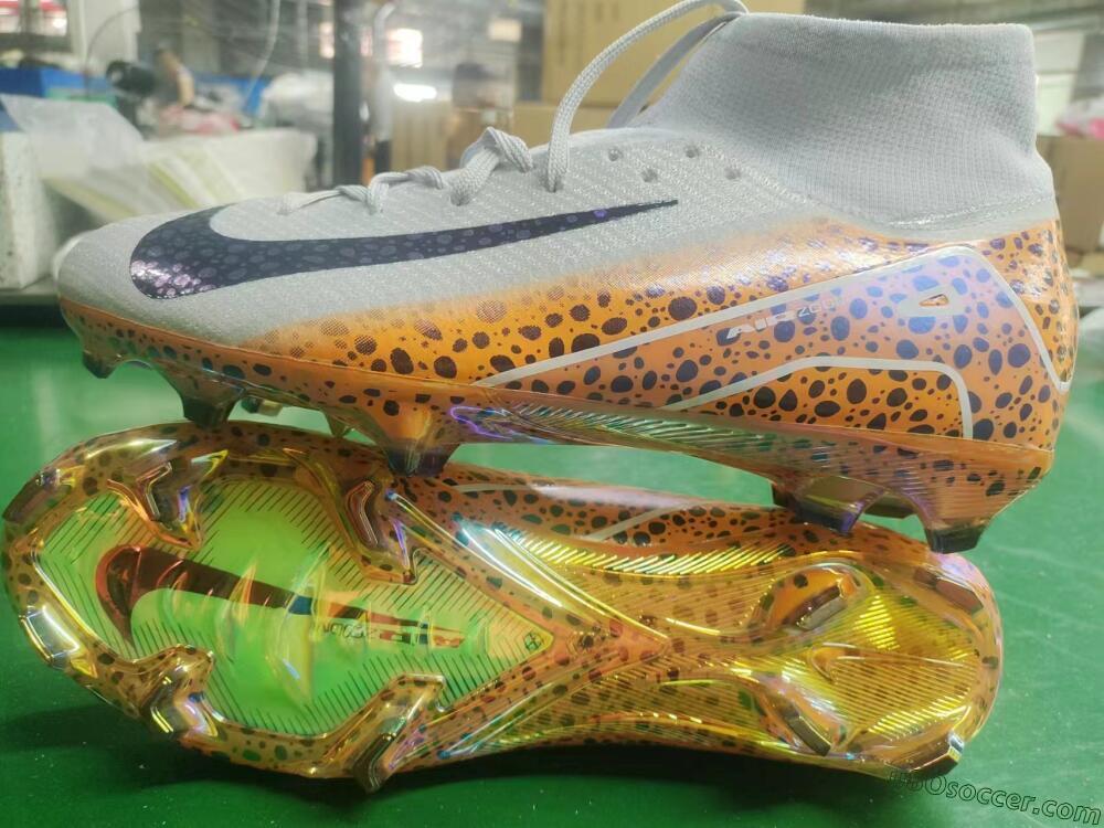 Nike Air Zoom Mercurial Superfly 10 Elite FG Firm Ground Soccer Cleats - Grey/Leopard/Gold