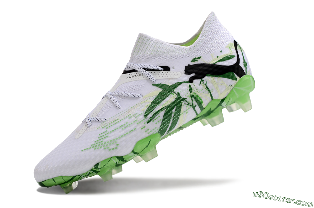 Puma Future 7 Ultimate FG Firm Ground Soccer Cleats - White/Black/Green 4