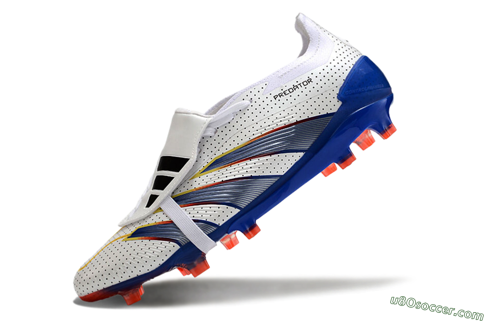 Adidas Predator Elite Foldover Tongue Euphoria FG Firm Ground Soccer Cleats - White/Silver/Blue 5