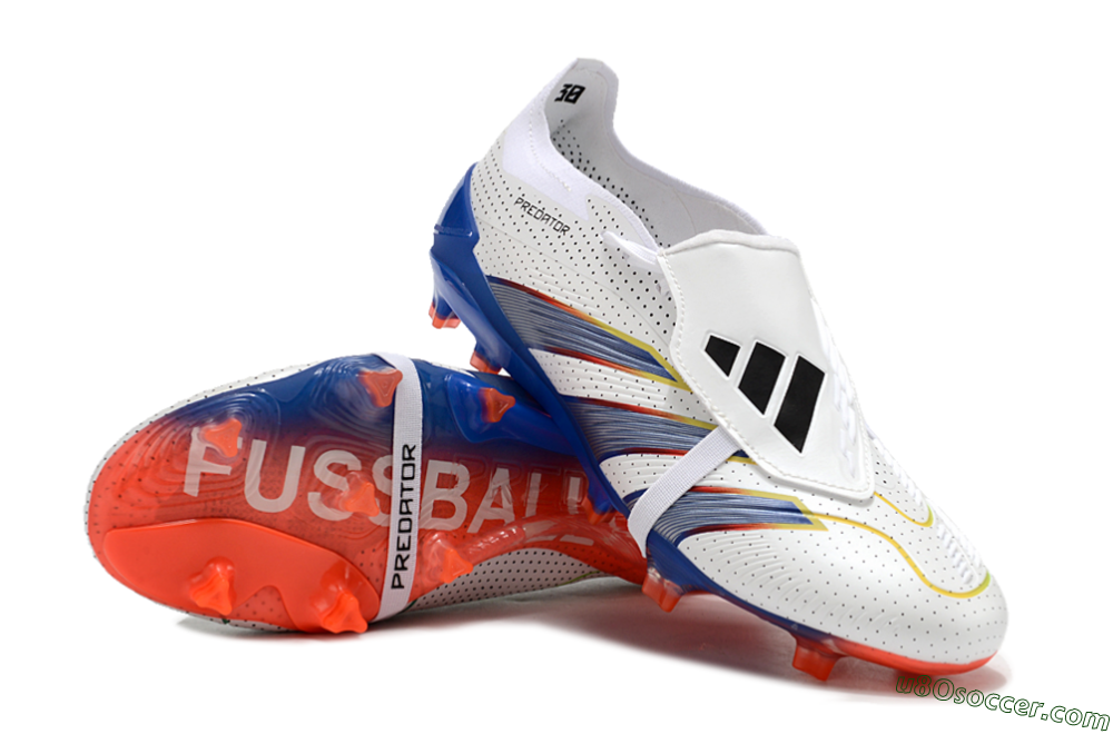 Adidas Predator Elite Foldover Tongue Euphoria FG Firm Ground Soccer Cleats - White/Silver/Blue 3