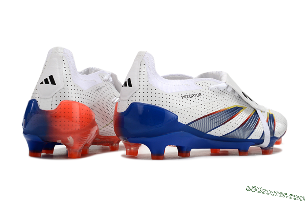 Adidas Predator Elite Foldover Tongue Euphoria FG Firm Ground Soccer Cleats - White/Silver/Blue 6