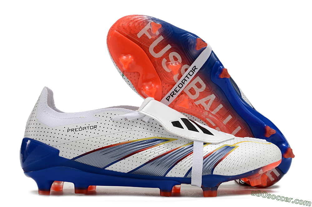 Adidas Predator Elite Foldover Tongue Euphoria FG Firm Ground Soccer Cleats - White/Silver/Blue 1