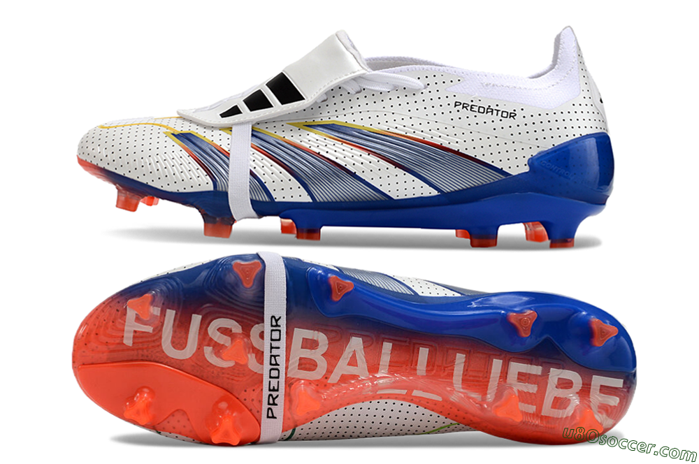 Adidas Predator Elite Foldover Tongue Euphoria FG Firm Ground Soccer Cleats - White/Silver/Blue 0