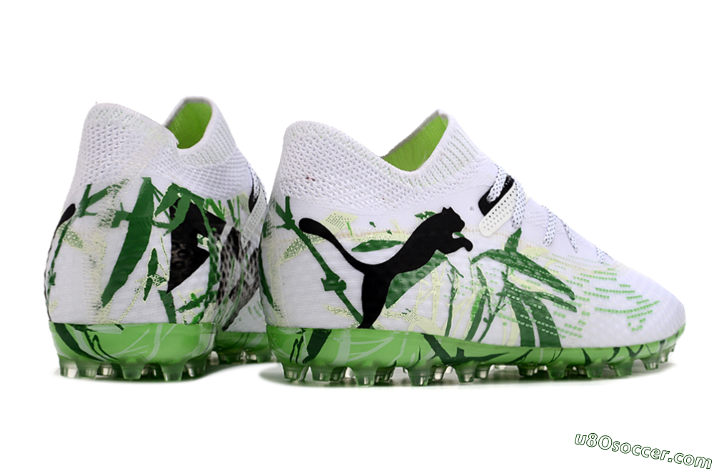 Puma Future 7 Ultimate MG Multi Ground Soccer Cleats - White/Black/Green 6
