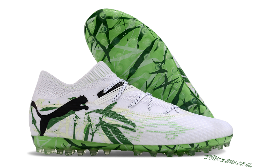 Puma Future 7 Ultimate MG Multi Ground Soccer Cleats - White/Black/Green 1