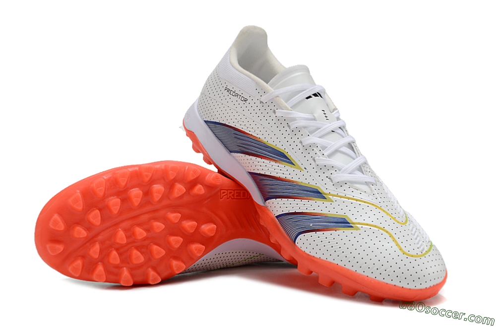 Adidas Predator 24 Elite TF Artificial Turf Soccer Shoes - White/Silver/Red 3