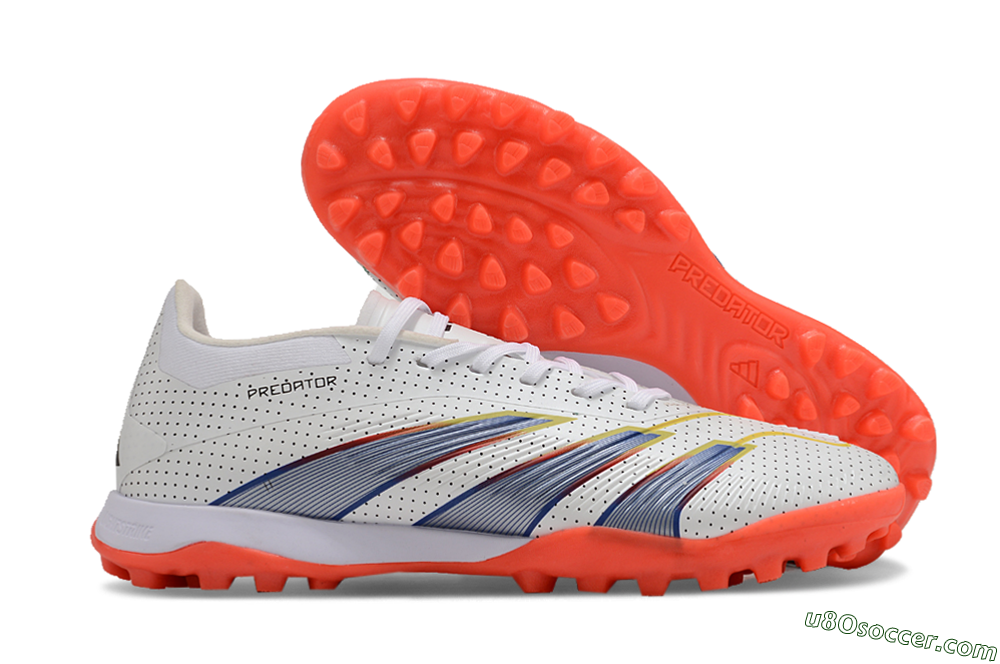Adidas Predator 24 Elite TF Artificial Turf Soccer Shoes - White/Silver/Red 1