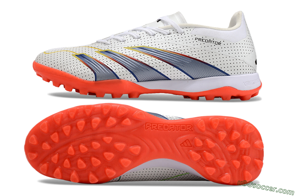 Adidas Predator 24 Elite TF Artificial Turf Soccer Shoes - White/Silver/Red 0