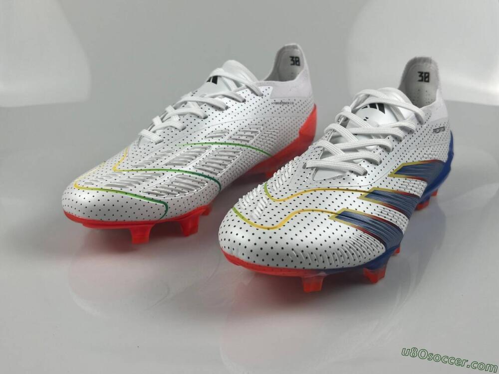 Adidas Predator 24 Elite Euphoria FG Firm Ground Soccer Cleats - White/Silver/Blue