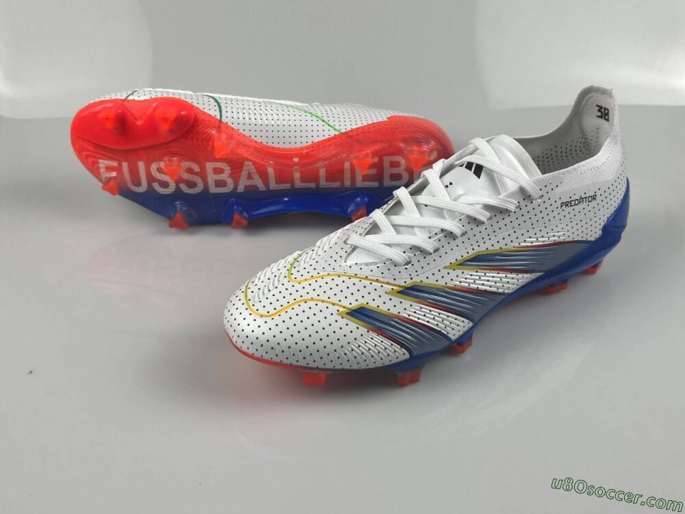 Adidas Predator 24 Elite Euphoria FG Firm Ground Soccer Cleats - White/Silver/Blue